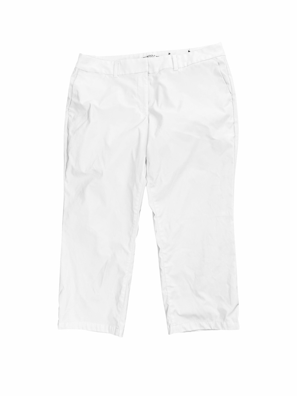 Nike women’s 14 Golf Pants Dri-Fit White Straight-Leg Cropped Polyester
